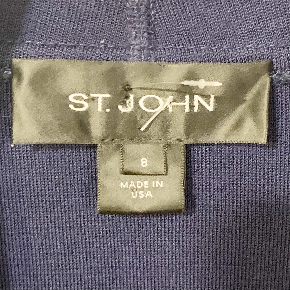 St John Collection Size 8 Blue Ruffle Front Milano Knit Jacket - Picture 5 of 6